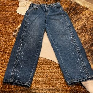 Cat & Jack Girl's Barrel Rhinestone Blue Jeans l 10